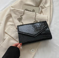 Borsa a tracolla donna in ecopelle PU motivo coccodrillo – colore nero– URBANPULSE"